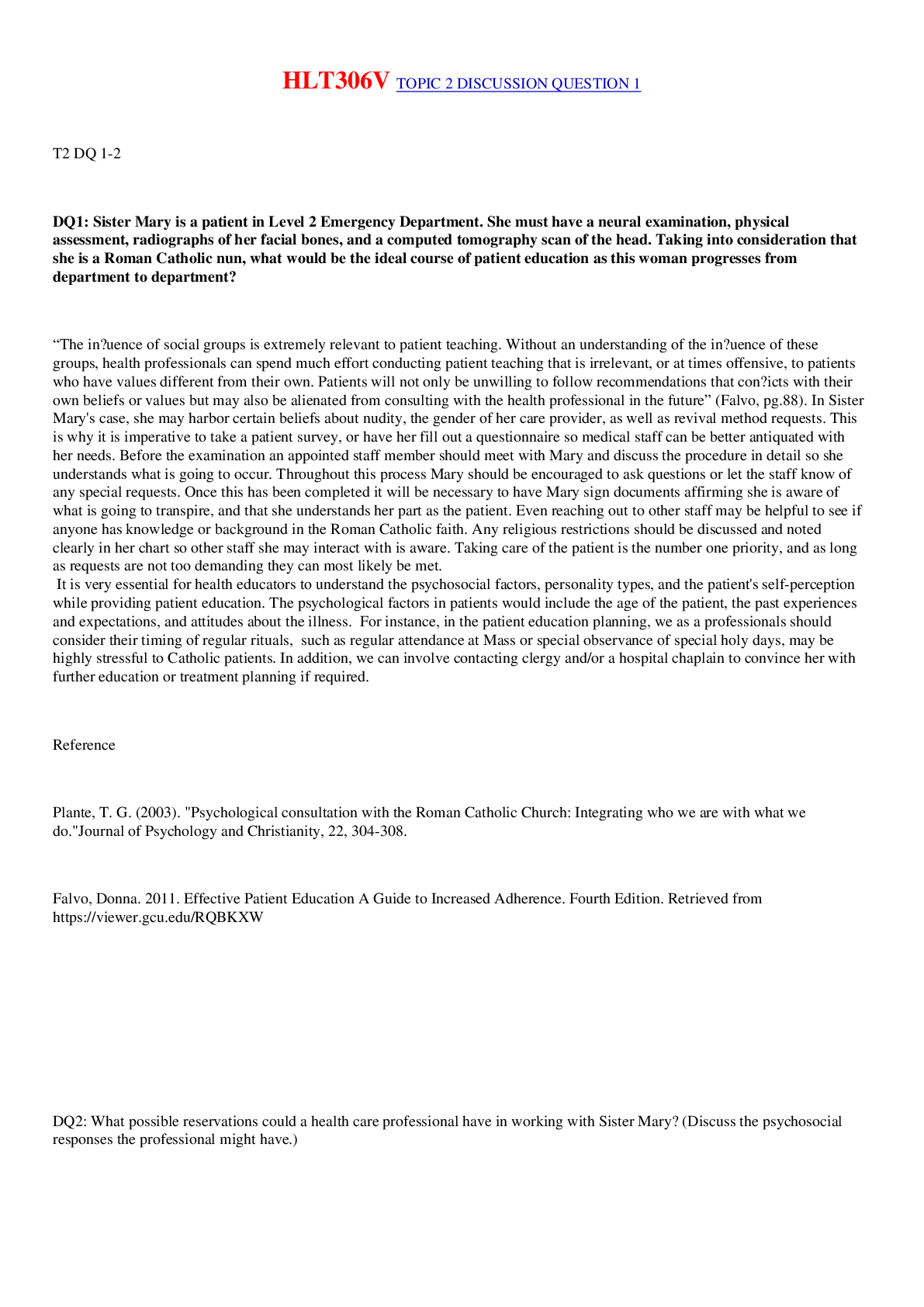 Preview image for HLT306V TOPIC 2 DISCUSSION QUESTION 1